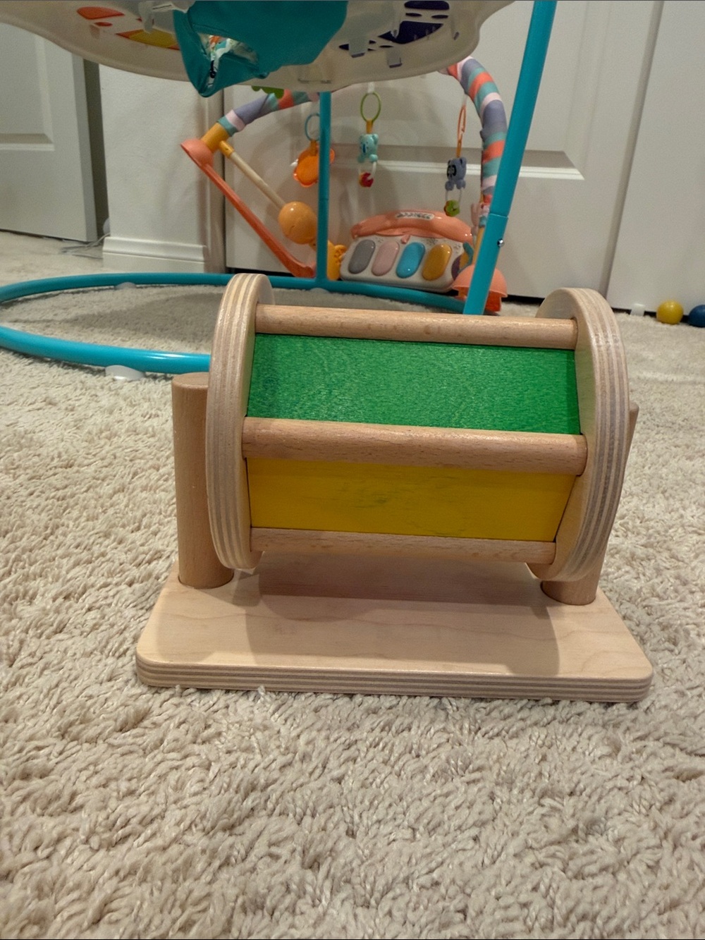 Wooden Color Drum Toy - Green and Yellow